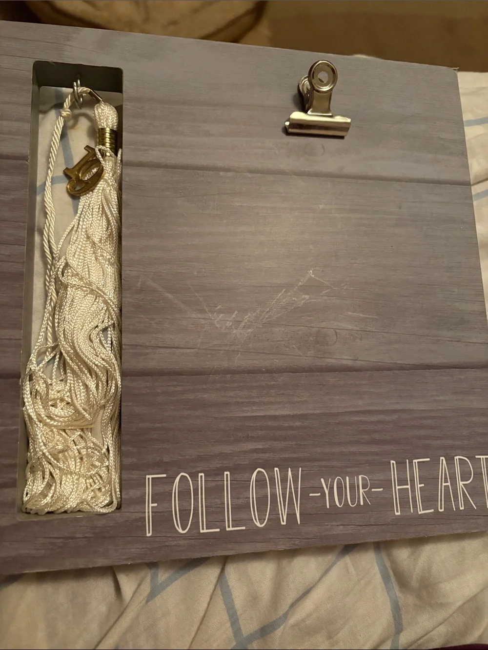 FOLLOW-YOUR-HEART Wood Wall Decor - Gray and Cream